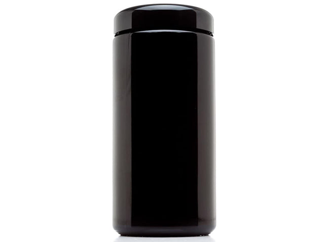 ULTRA JARS 1 Litre (1000ml) Wide Mouth UV Glass Jar with Black Screw Top Lid