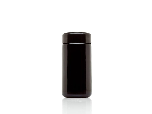 ULTRA JARS 100 ml Tall UV Glass Jar with Black Screw Top Lid